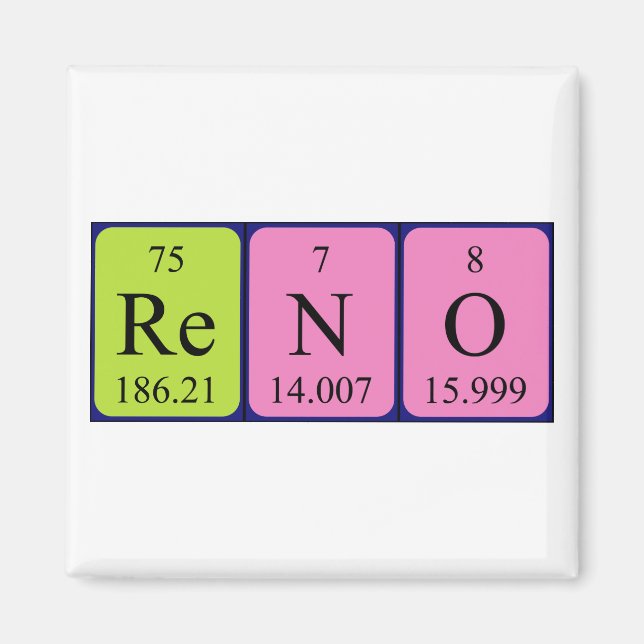 Reno periodic table name magnet (Front)
