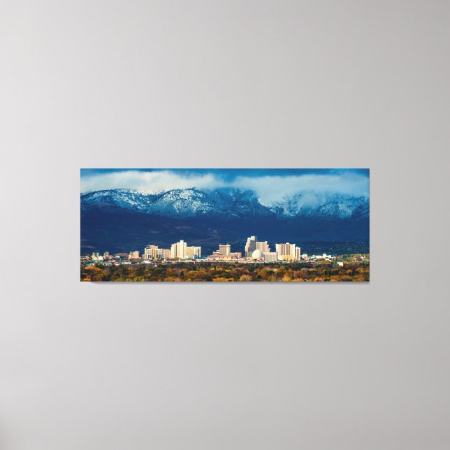Reno Skyline Fall and Snow Pano on Canvas Print (Front)