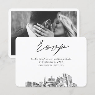 Reno Wedding Minimalist Sketch RSVP Enclosure Card