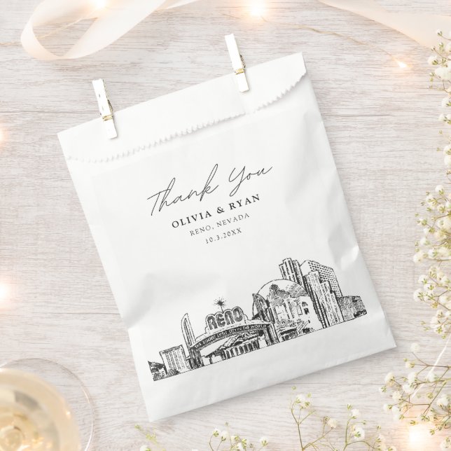 Reno Wedding Skyline Personalised Downtown  Favour Bags (Clipped)