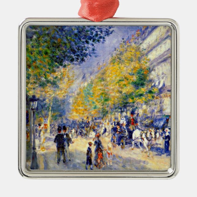 Renoir art: The Great Boulevards painting Metal Tree Decoration (Front)