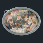 Renoir French Luncheon Boating Party Oval Belt Buckle<br><div class="desc">Renoir Impressionism painting Luncheon of the Boating Party - The beautiful painting was created by famous impressionist artist Renoir in 1880-1881. It is one of Renoir's most famous paintings, capturing an atmosphere of ease and fun. Friends are sharing food, wine, and conversation. The painting was done in France, on a...</div>