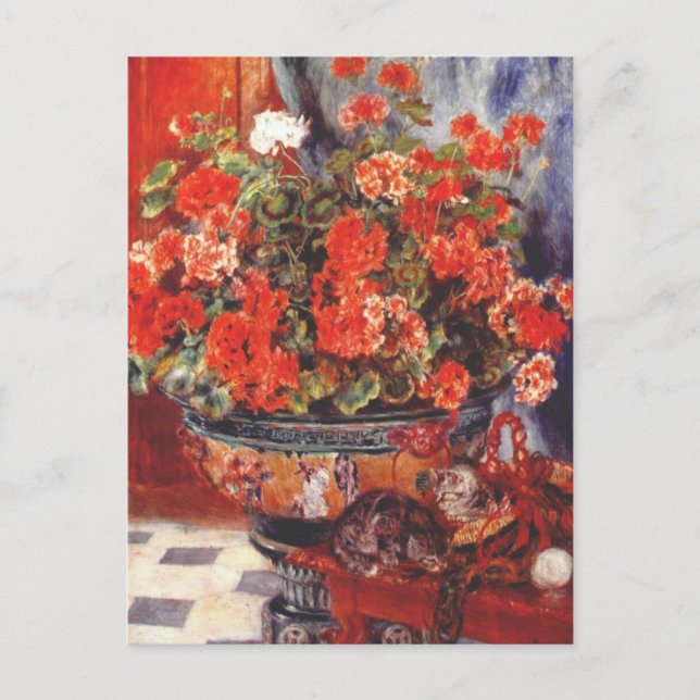 Renoir, Geraniums and Cats Postcard (Front)