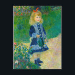 Renoir Girl with a Watering Can Postcard<br><div class="desc">Send a touch of timeless charm through the mail! This postcard features Pierre-Auguste Renoir’s beloved 1876 painting A Girl with a Watering Can, a luminous impressionist portrait of a young girl in a vivid blue dress holding her watering can. Painted in Claude Monet’s garden, the scene sparkles with spontaneity, delicate...</div>