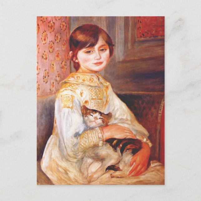 Renoir Girl With Cat Postcard (Front)