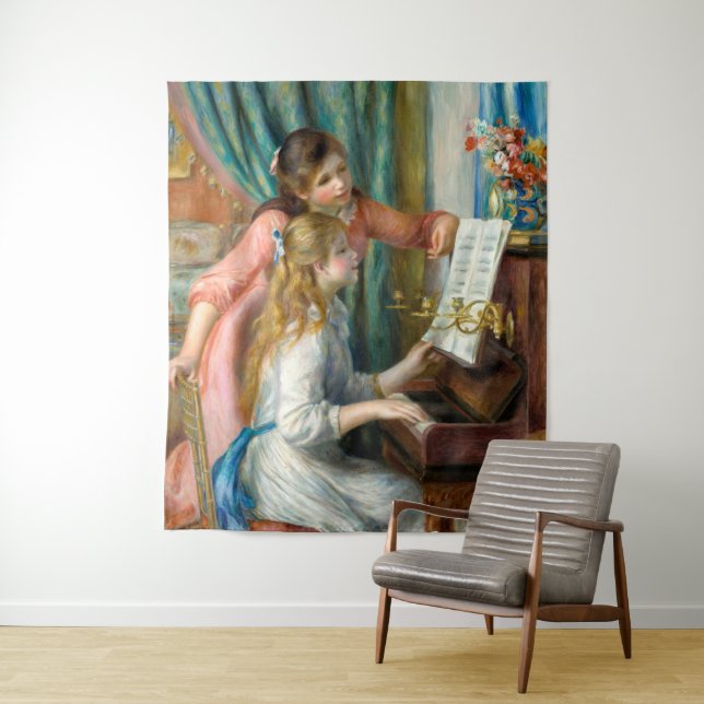 Renoir Girls at the Piano Impressionism Painting Tapestry (In Situ)