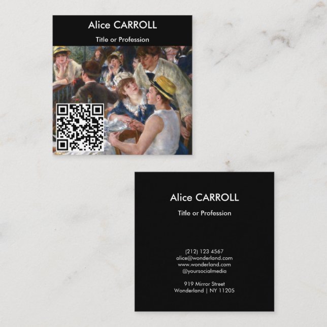 Renoir - Luncheon of Boating Party - QR Code Square Business Card (Front/Back)