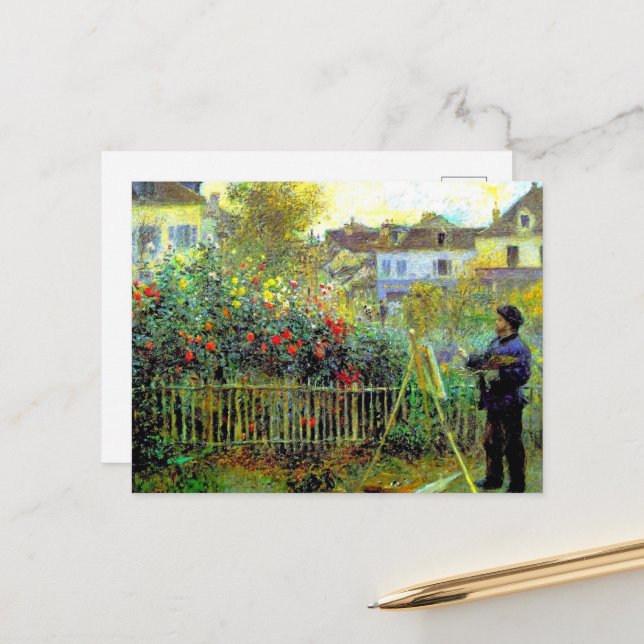 Renoir - Monet Painting in His Garden Holiday Postcard (Front/Back In Situ)