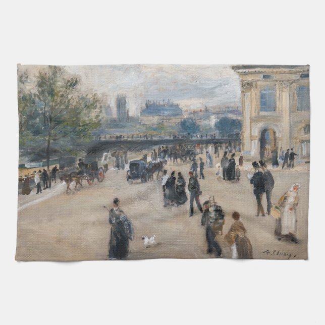 Renoir - Paris, Institut au Quai Malaquais Tea Towel (Horizontal)