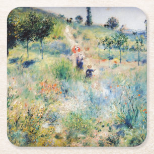 Renoir - Path Leading through Tall Grass Square Paper Coaster