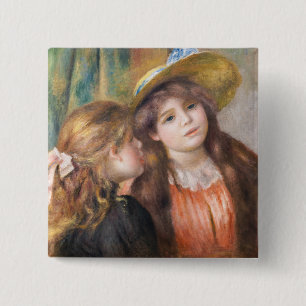 Renoir - Portrait of Two Little Girls 15 Cm Square Badge