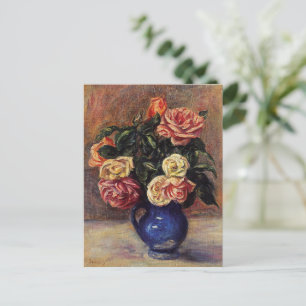 Renoir - Roses in a Blue Vase Postcard