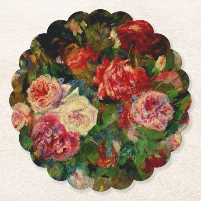 Renoir - Roses, Paper Coaster (Front)