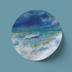 Renoir Seascape. Blue nautical impressionism. Sea Classic Round Sticker