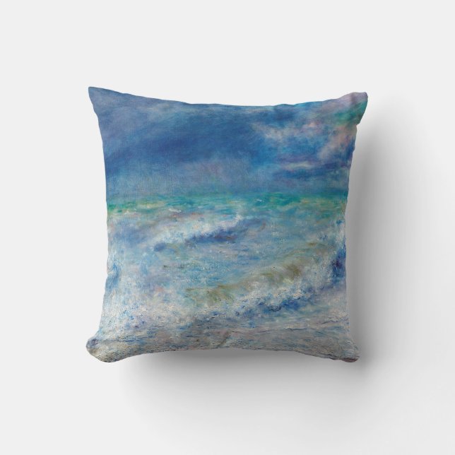 Renoir Seascape. Blue nautical impressionism. Sea Cushion (Front)