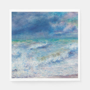 Renoir Seascape. Blue nautical waves impressionism Napkin