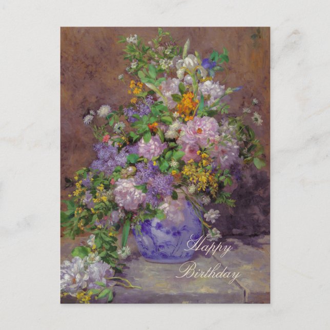 Renoir spring flower bouquet CC0863 Celebrations Invitation Postcard (Front)