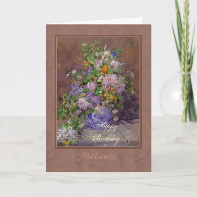 Renoir spring flower bouquet CC0864 Happy Birthday Card (Front)