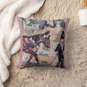 renoir style horse cabinet painting cushion