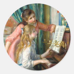 Renoir Two Girls at the Piano Print Music Fine Art Classic Round Sticker