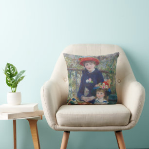 Renoir Two Sisters Terrace French Impressionism Cushion