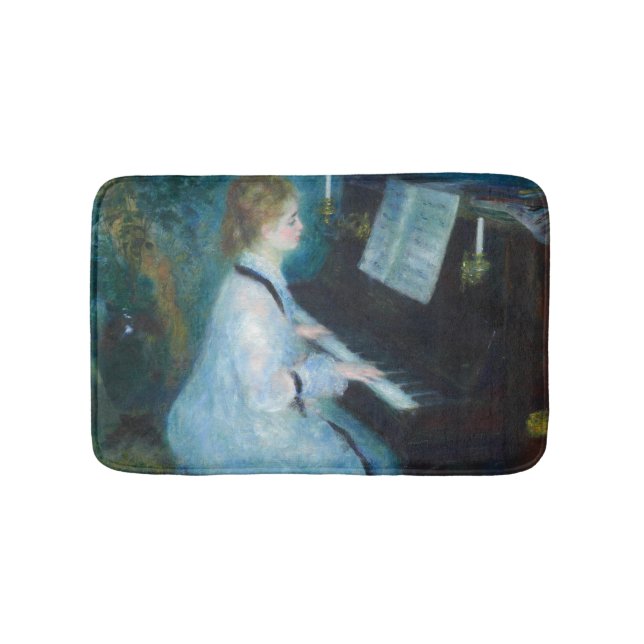 Renoir Woman at the Piano Vintage Impressionist  Bath Mat (Front)