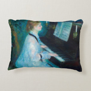 Renoir Woman at the Piano Vintage Impressionist  Decorative Cushion