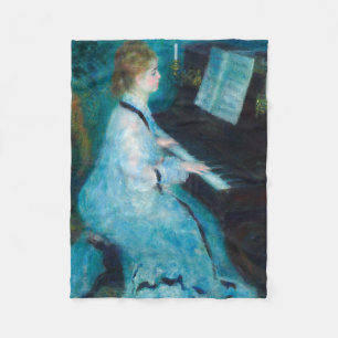 Renoir Woman at the Piano Vintage Impressionist  Fleece Blanket