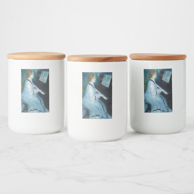 Renoir Woman at the Piano Vintage Impressionist  Food Label (Bottles)