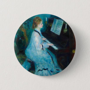 Renoir Woman Piano Music Musician 6 Cm Round Badge
