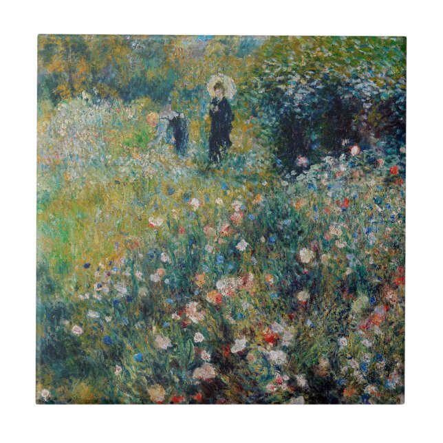 Renoir - Woman with a Parasol in a Garden Tile (Front)