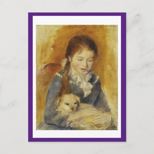 Renoir, Young Girl with a Dog, Fine Art, Postcard (Front)