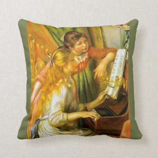 Renoir Young Girls Playing Piano Music Cushion