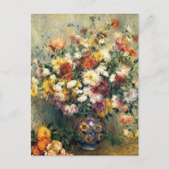 Renoir's A Vase of Chrysanthemums Postcard (Front)