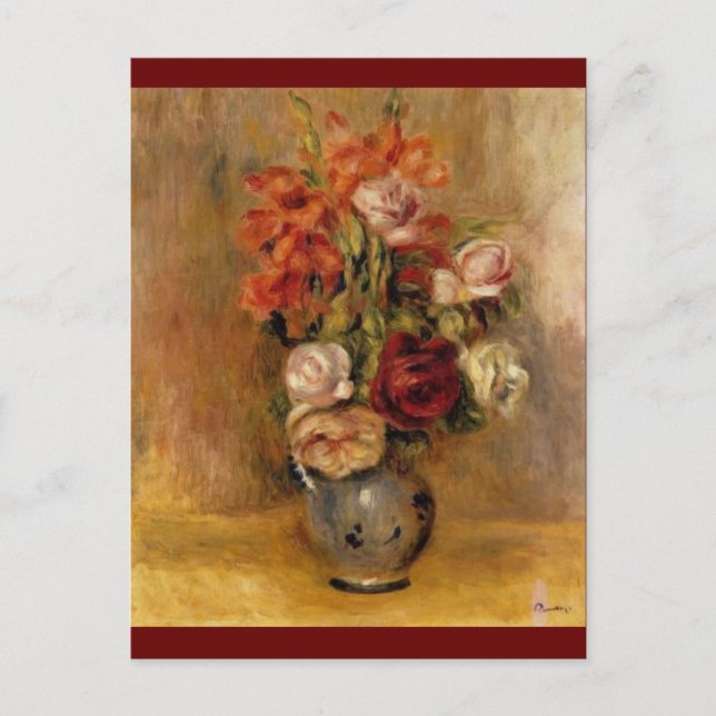Renoir's A Vase of Gladiolas and Roses Postcard (Front)