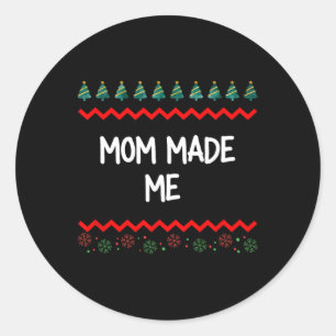 Renolve Christmas Uni Adults Black Small Crew Neck Classic Round Sticker