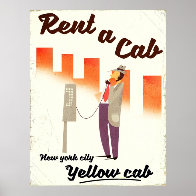 Rent a Cab! NYC Yellow cab poster (Front)