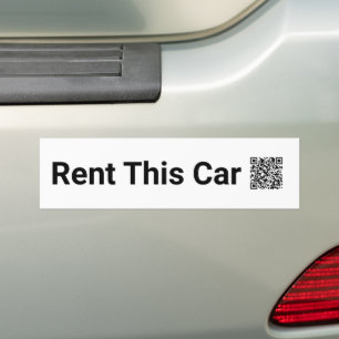 Rent This Car Add App Name Black and White QR Code Bumper Sticker