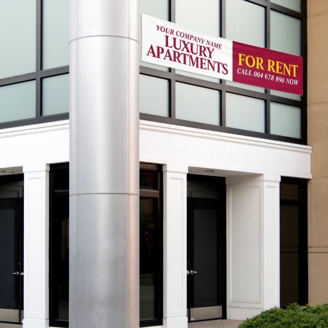 Rental business rent signage banner red yellow (Outside Building)