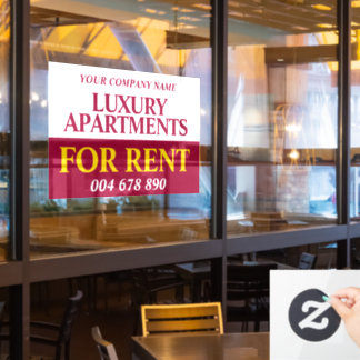 Rental business rent signage banner red yellow