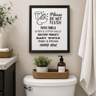 Rental Property Bathroom Do Not Flush Sign