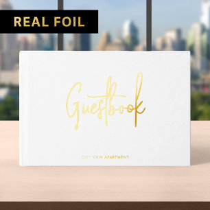 Rental Property Modern Script Minimalist Guest Book