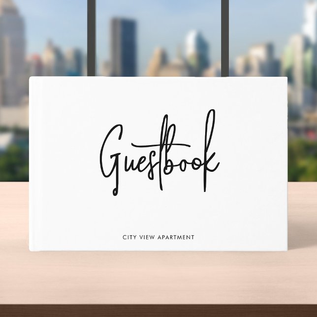 Rental Property Modern Script Minimalist Guest Book (Creator Uploaded)