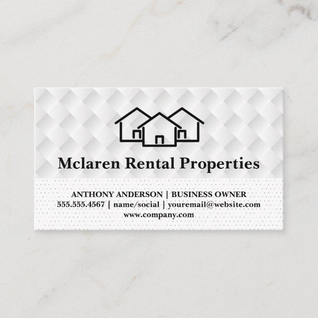 Rentals | Weave Pattern | Real Estate Business Card (Front)