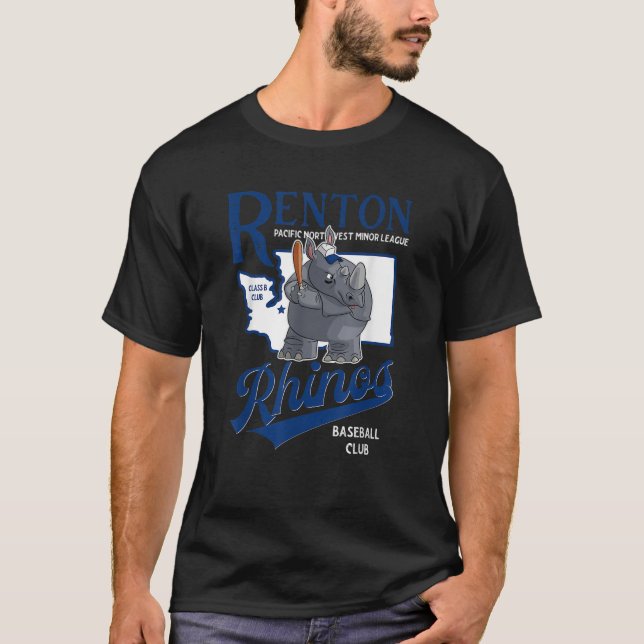 Renton Rhinos Retro Minor League Baseball Team T-Shirt (Front)