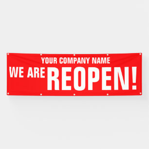 Reopen business call to action signage banner