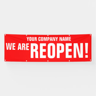 Reopen business call to action signage banner