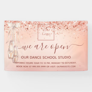 Reopening rose gold pink ballet dance school  banner
