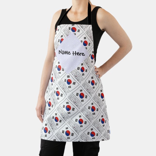 Rep. Korea S Korean Flag Tiled Personalised Name Apron (Insitu)