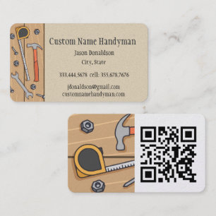 Repair Person, Handyman Custom QR Code Business Card